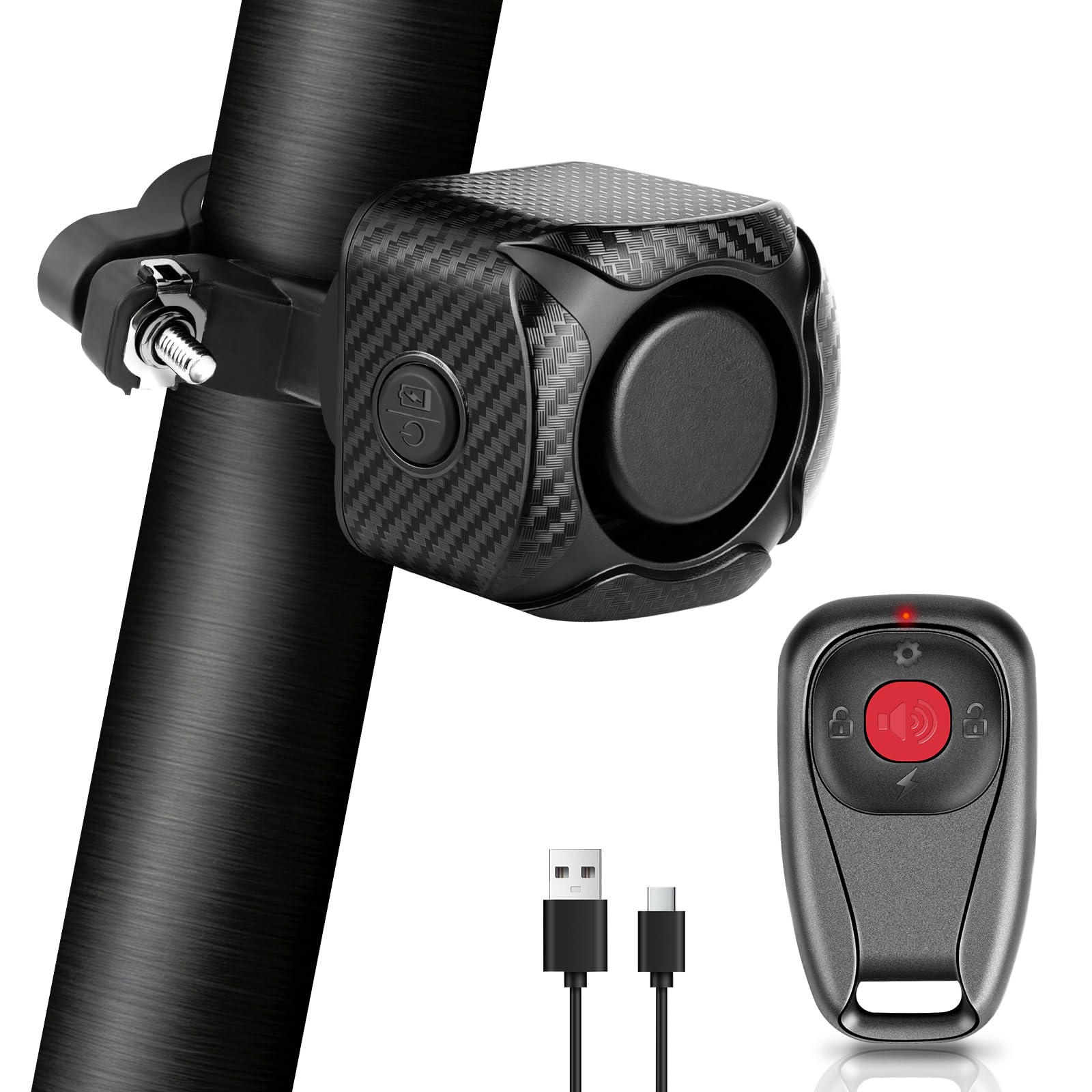 NineLeaf Zwei-Wege-Fahrradalarm mit Fernbedienung 2PK | USB-C wiederaufladbar, 121dB Fahrrad-Alarm mit Vibrations-Diebstahlschutz für Fahrrad und Motorrad IP65wasserdicht