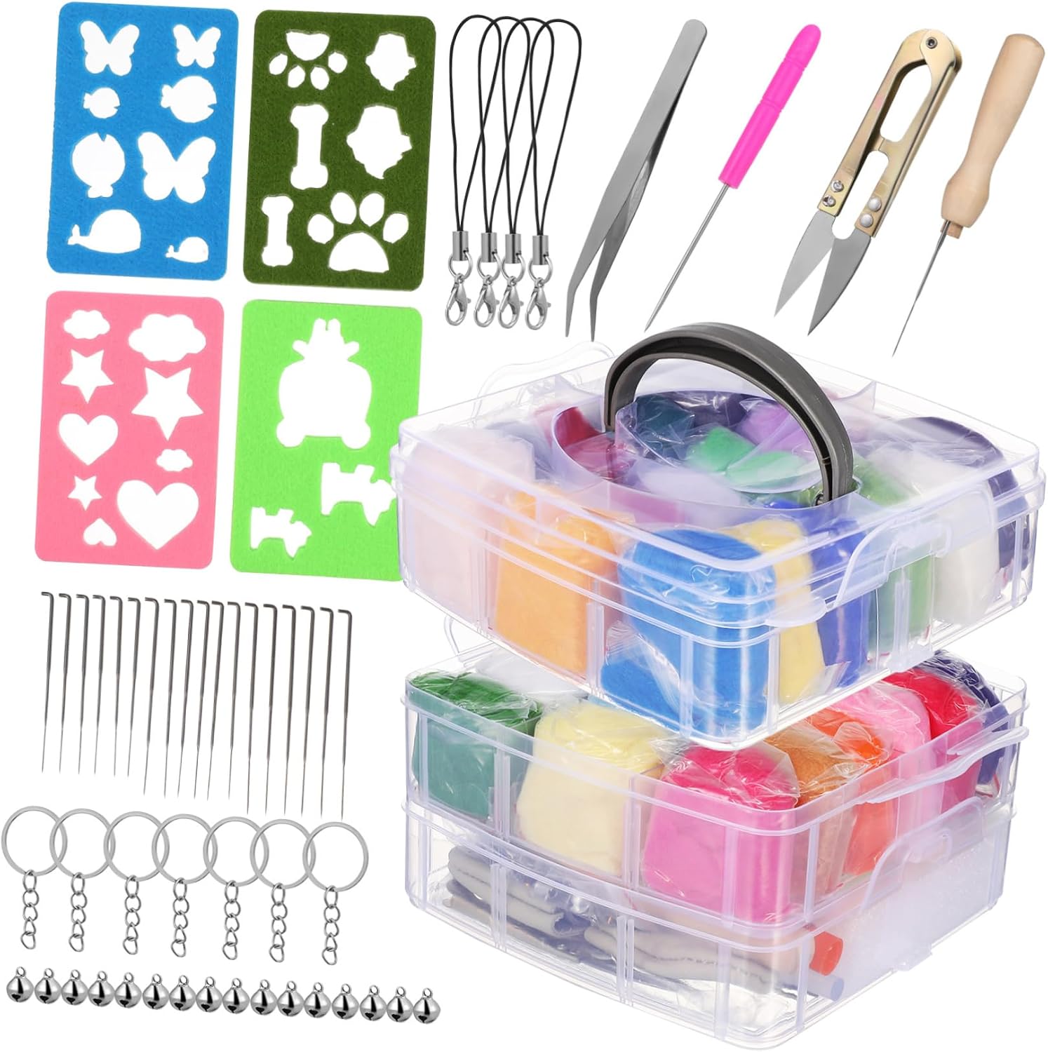 DIYEAH Needle Felting Kit for Beginners, Colorful Wool Strips