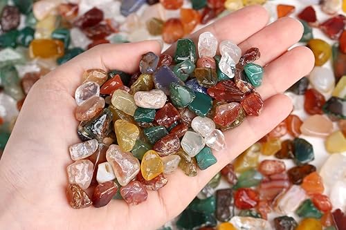 Miniatura 2 de LAIDANLA Chips de cristal de piedra triturada de ágata colorida, piedras preciosas naturales curativas cristales de reiki, mini jarrón de cuarzo,