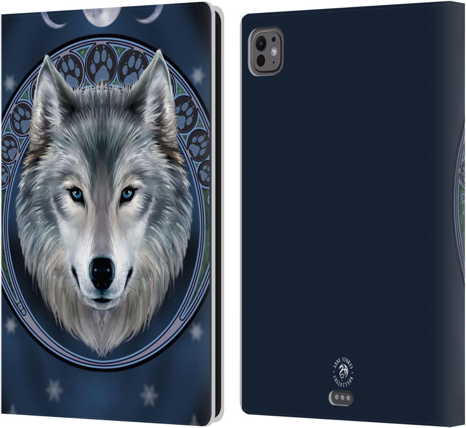 Head Case Designs Officially Licensed Anne Stokes Lunar Wolves Leather Wallet Case Compatible with Apple iPad Pro 11 M4/M5 2024/2025