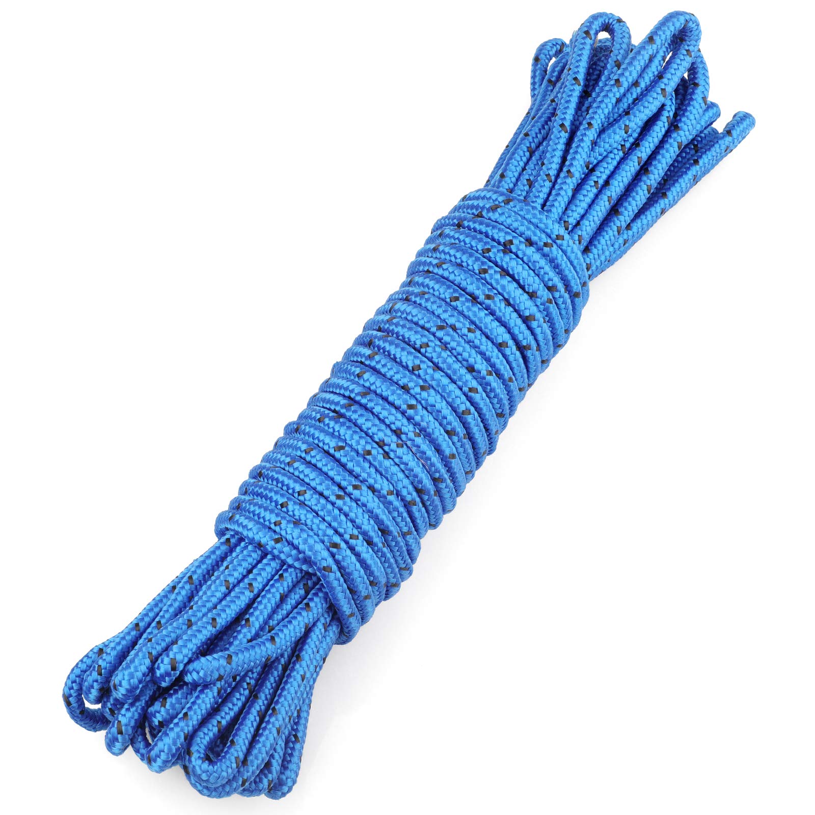 jijAcraft Nylon Rope, 66 Feet Blue with Black Nylon Rope, 1/3 Inch Solid Braided Rope Thick Strong Nylon Rope for Multi-Purpose Tie Down, Clothesline, Gardening, Craft Projects