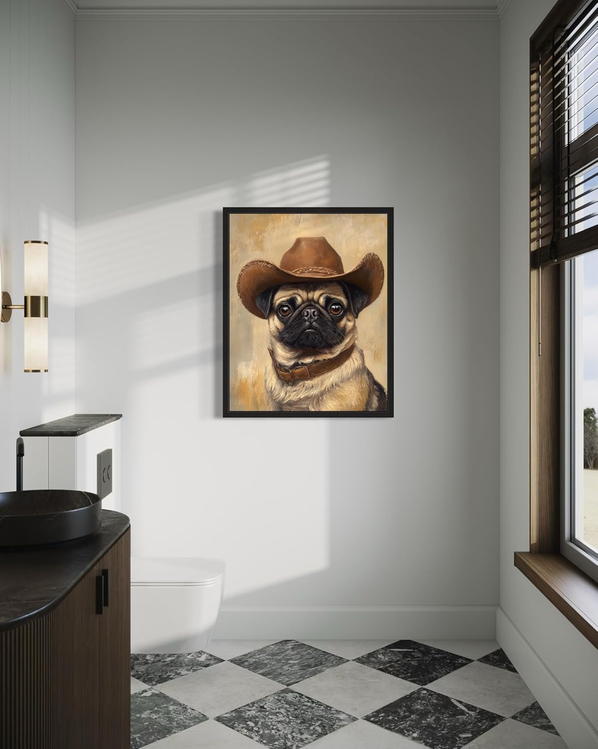 aj decor Pug Cowboy Hat Wall Art Print Poster, Dog Pet Lover Picture Painting Artwork Bedroom Living Room Office Dining Room 151H (Pug Cowboy Hat, 11 x 14 inches, Unframed) - Image 5