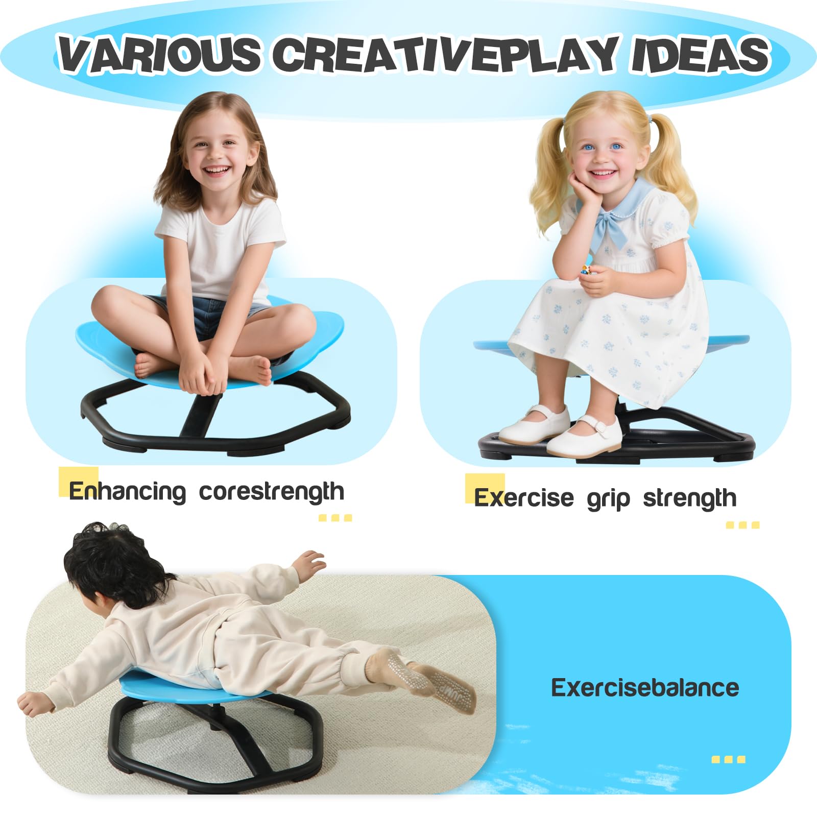 Silla Giratoria para niños,Silla Giratoria Sensorial con Autismo,Asiento Giratorio de 360°,Coordinación y Equilibrio Físico,Silla de Equilibrio,Base Metálica Antideslizante