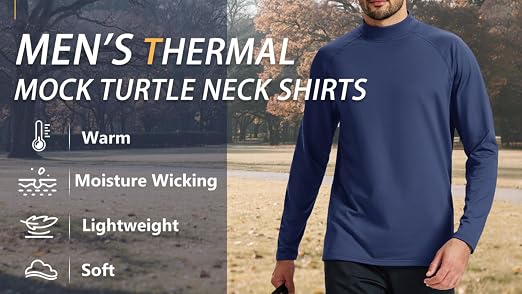 TACVASEN Mens Thermal Top Turtle Neck Base Layer Fleece Lined