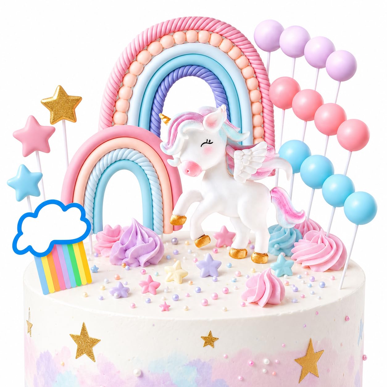 18 PCS Unicorn Cake Topper, Unicorn Cake Decorations With Rainbow Cake Topper And Unicorn Horn, Reusable Unicorn Cake Toppers For Girls, Cake Toppers Girls For Birthday Party, Baby Shower, Rainbow Par