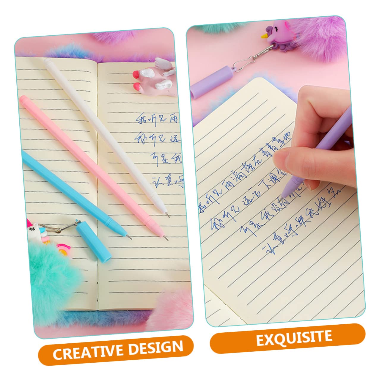 Ciieeo 16pièces Stylos à Encre Kawaii Lot De Stylos à Dessin Avec Pompons Colorés Outils Écriture Pour Étudiants Filles Et Garçons Fournitures Scolaires Amusantes Pour École Et