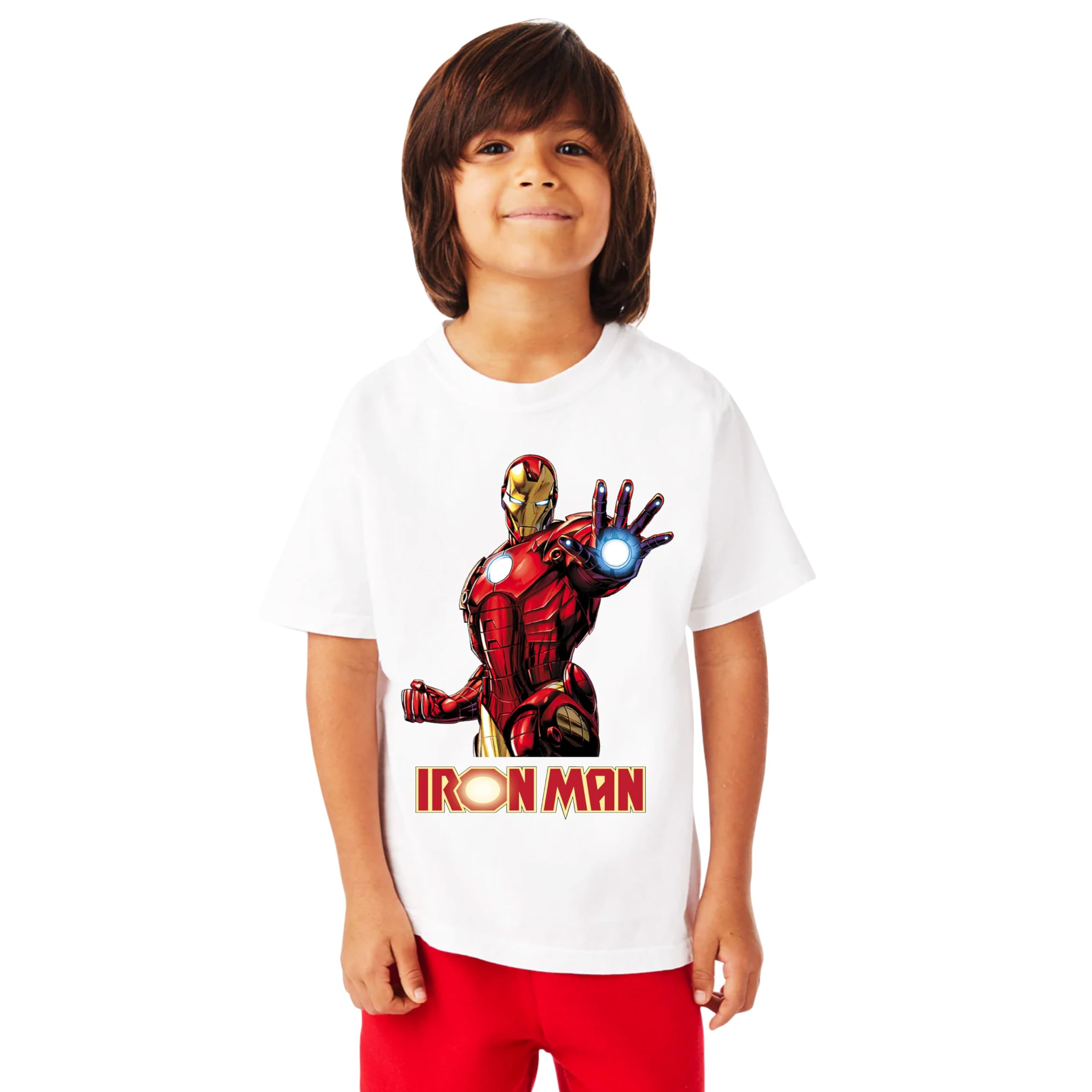 Iron Man Boys & Girls Cotton Blend Regular Fit White T-Shirt Half Sleeves-4-5Y - Image 6 thumbnail