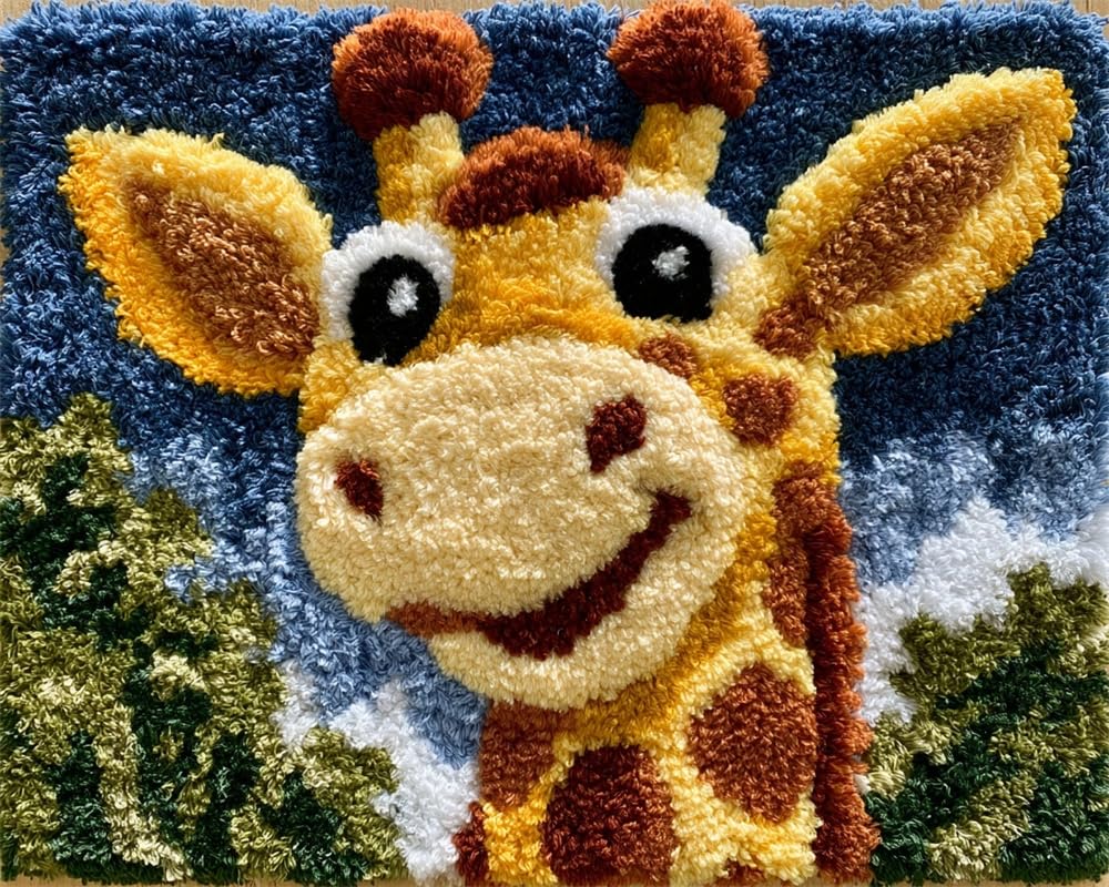 FWRTYCB Latch Hook Rug Kits,Cute Smiling Giraffe