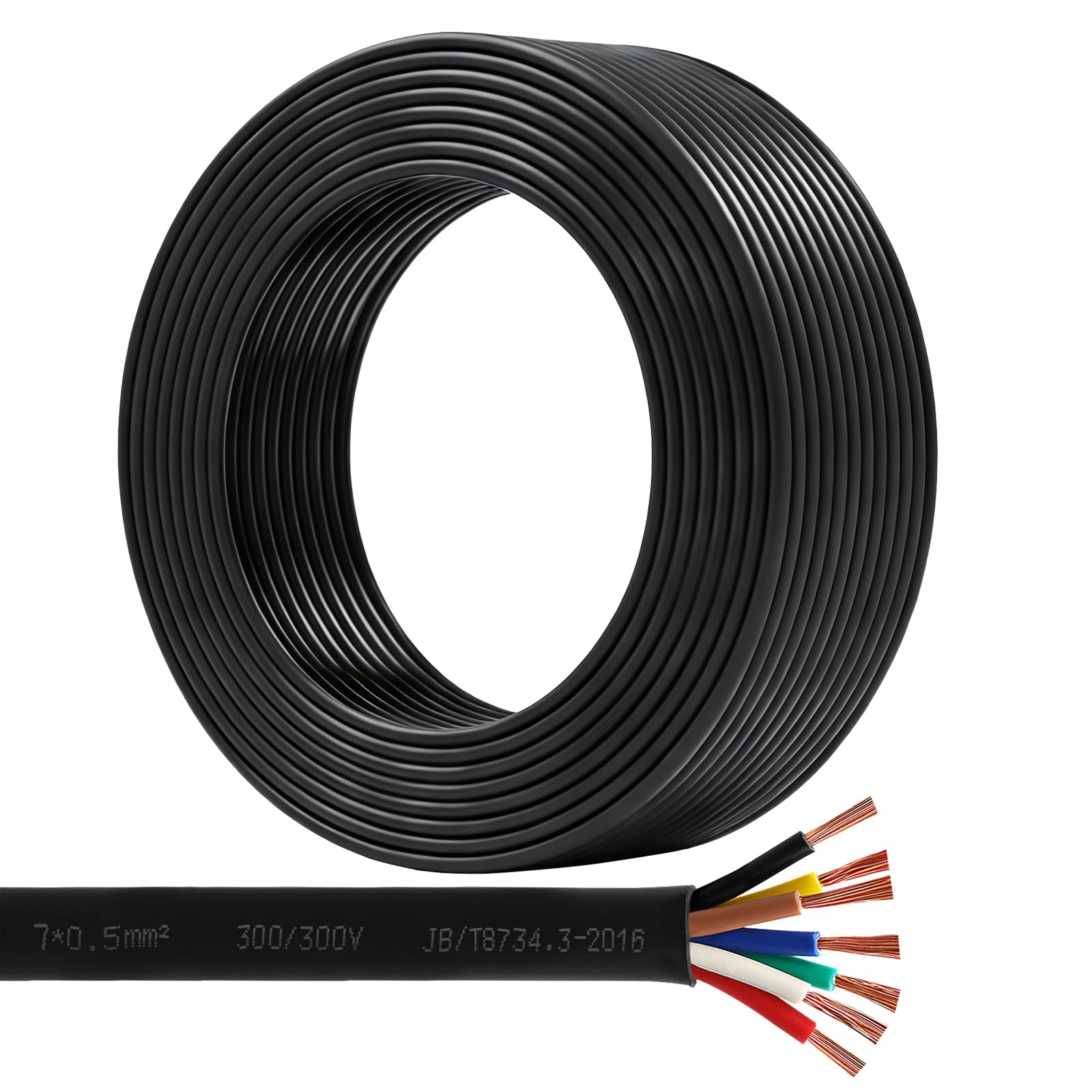 AOHEWEI Cable de 7 núcleos para remolque, cable de remolque de 10 m, cable de remolque de 7 núcleos, color negro para caravana y camiones