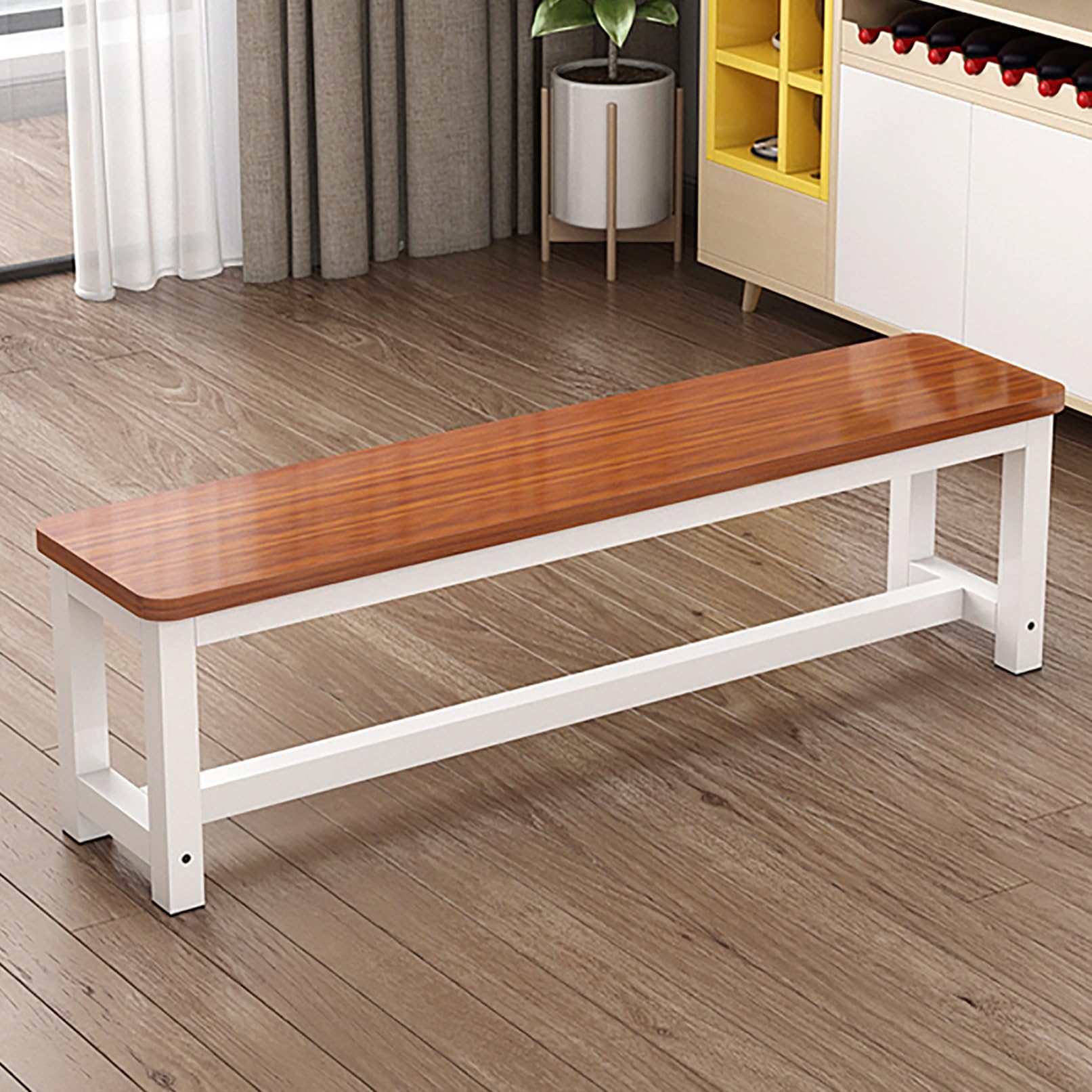 Wooden Dining Bench with Metal Legs - Stylish Space-Saving Entryway & Kitchen Furniture for Bedroom, Living Room & Garden - Farmhouse Hallway Bench (Brown, 60x35x45cm)