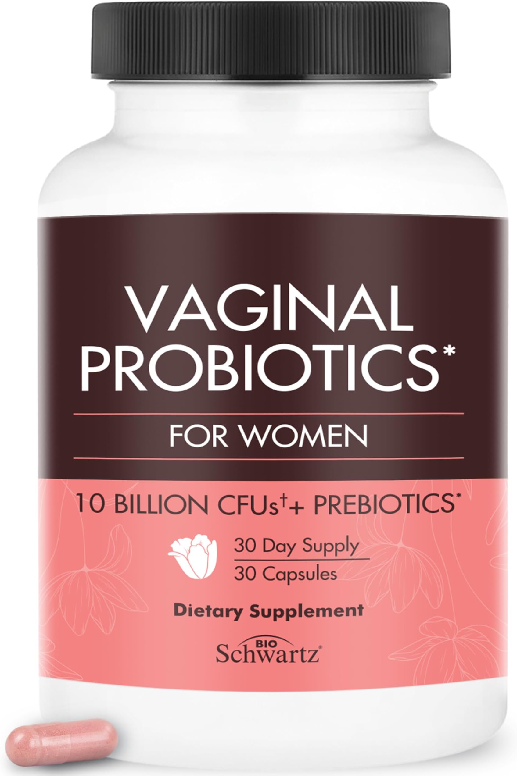 BioSchwartz Vaginal Probiotics for Women Supplement with Prebiotics Lactobacillus Crispatus - Supports Women's Health by Promoting Healthy Vaginal Odor, Flora, PH Balance - 30 Day Supply, 30 Capsules