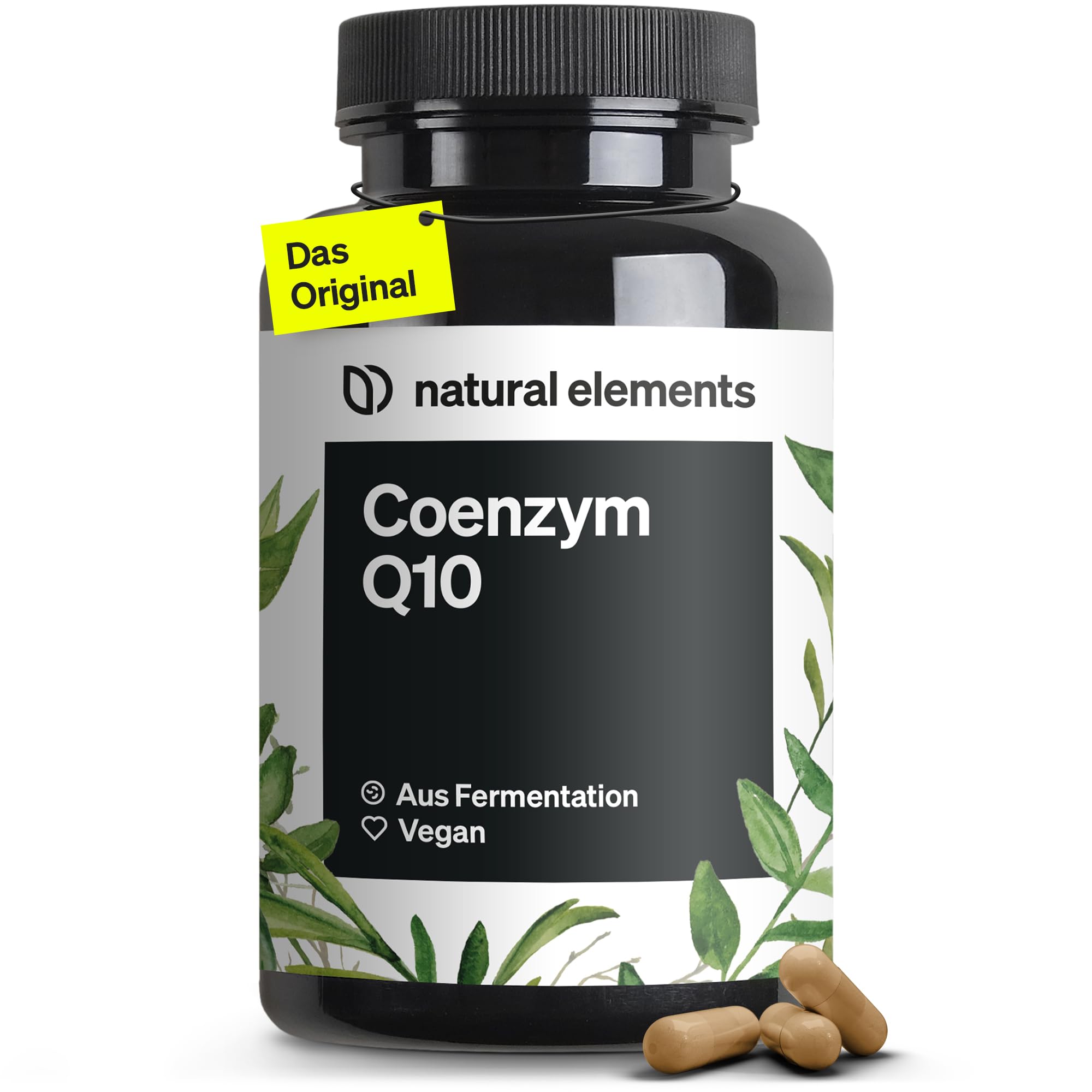 natural elements Coenzym Q10 – 200mg pro Kapsel – 120 vegane Kapseln – 4 Monate Reichweite – hochwertiges Q10 – hochdosiert, in Deutschland produziert & laborgeprüft