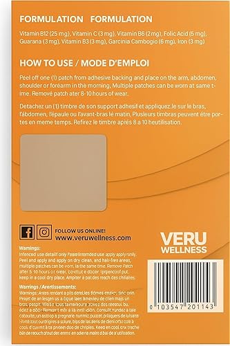 Miniatura 7 de Veru Wellness Parche B12 - Energy Boost (paquete de 2) - Parche B12 de 120 días - Sin cafeína