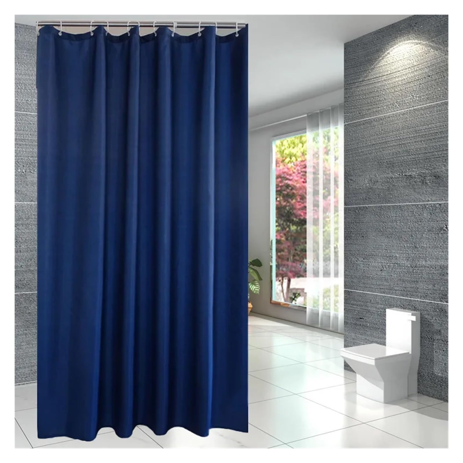 Rideau douche imperméable anti-moisissure tissu noir grand format 120x200 pour baignoire
