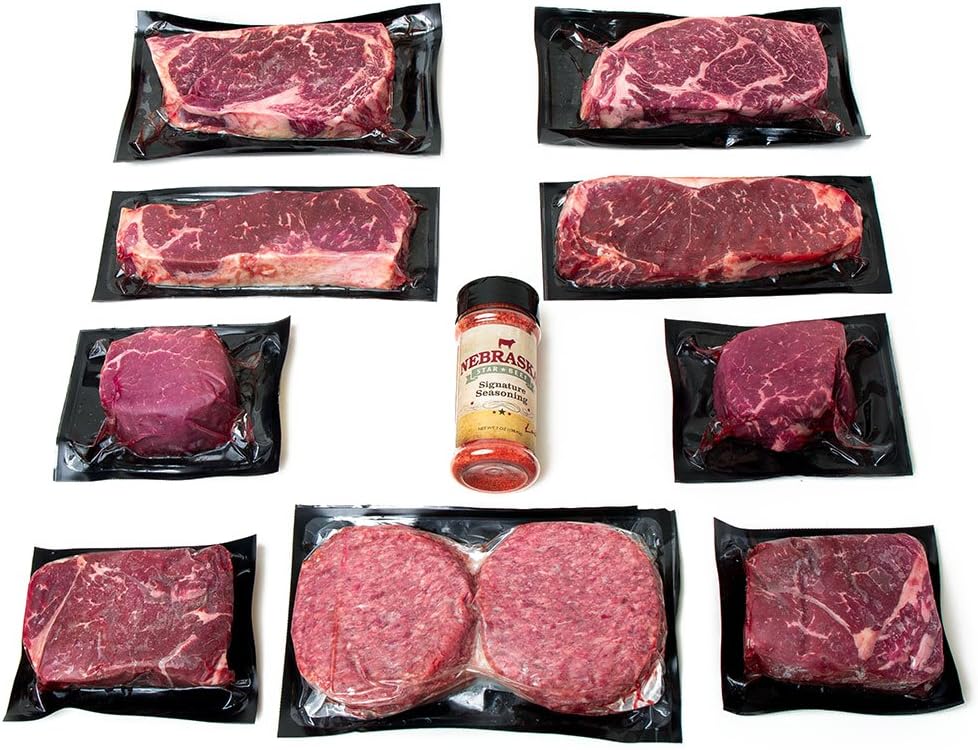 - Aged Angus Filet Mignon Top Sirloin NY Strip Ribeye and Premium Ground Beef by Nebraska Star Beef - All Natural Hand Cut and Trimmed - Steak Gift Packages Delivered to Your Door