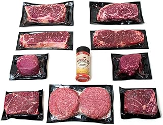 Aged Angus Filet Mignon Top Sirloin NY Strip Ribeye and Premium Ground Beef by Nebraska Star Beef - All Natural Hand Cut a...