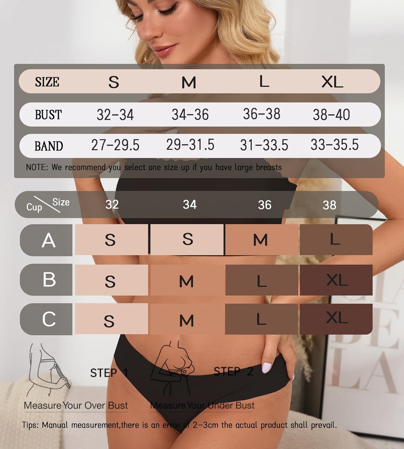 Strapless Bra for Women Non-Slip Silicone Bandeau Comfy Wavy Edge Bras Back Cross Wireless Tube Top Padded - Image 4