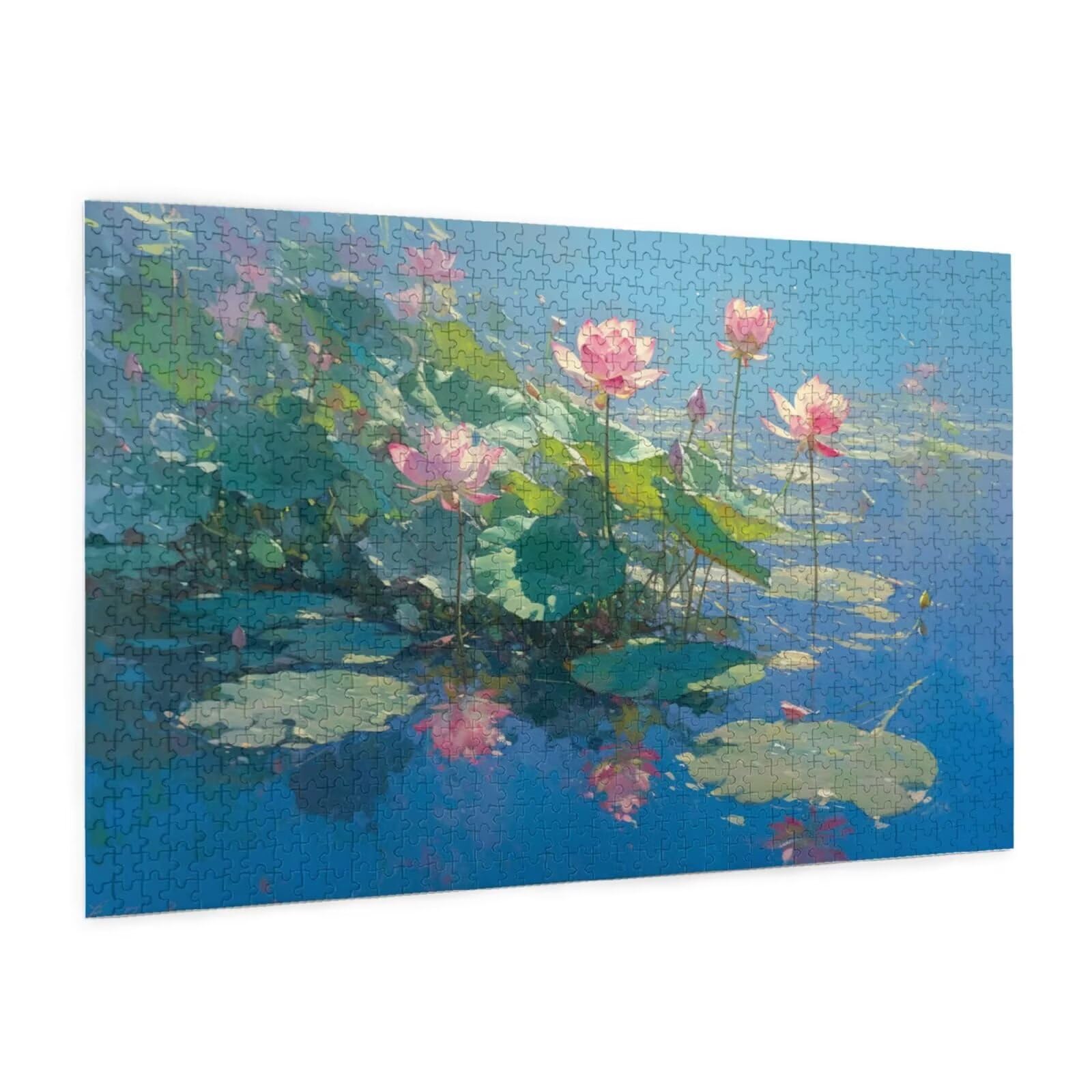 Puzzle z motywem lotosu, 3000 elementów, krajobraz, puzzle dla dorosłych, z pudełkiem na prezent, duże drewniane puzzle dla dorosłych, gra zręcznościowa dla całej rodziny, prezenty dla kobiet, 81 x