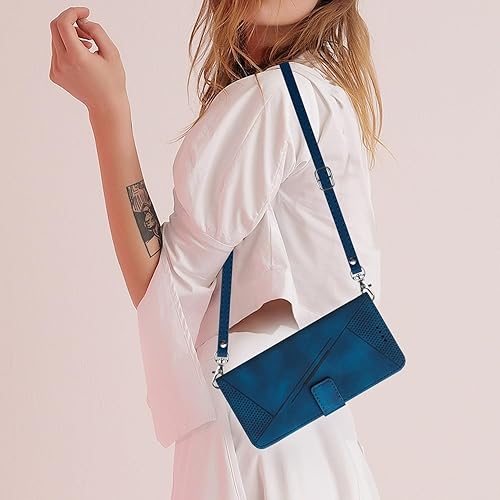 Miniatura 7 de FERKAP Wallet Case Cover Compatible with Huawei Honor X7 4G Wallet Flip Phone Case Card Slot Holder Flip Cover Phone Case Wrist Strap Phone Case