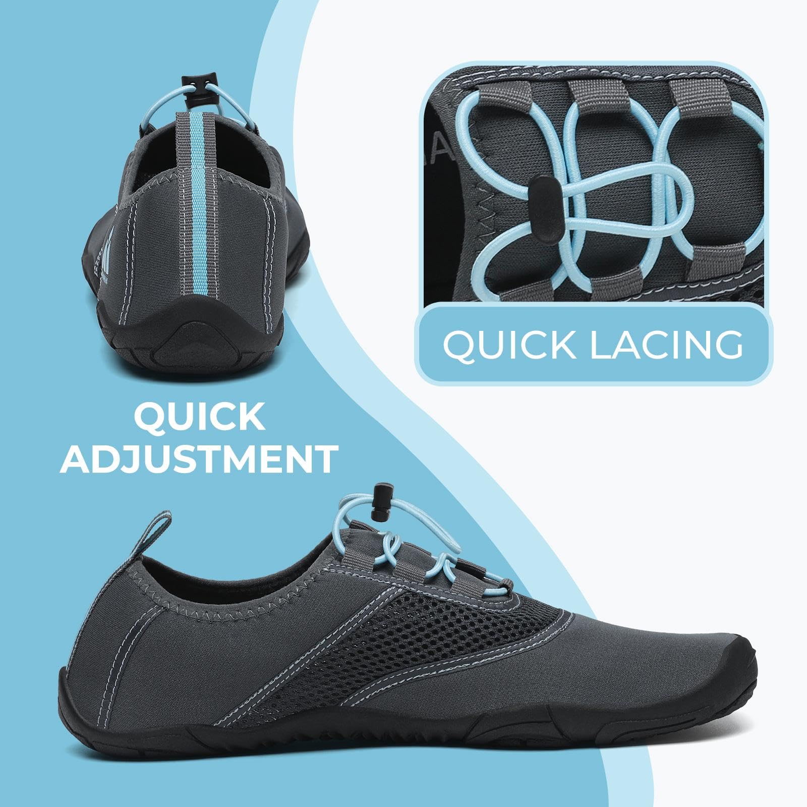 Mishansha Scarpe da Acqua Uomo Donna Traspirante Spiaggia Scarpe Asciugatura Rapida Scarpe da Immersione Gr.36-46