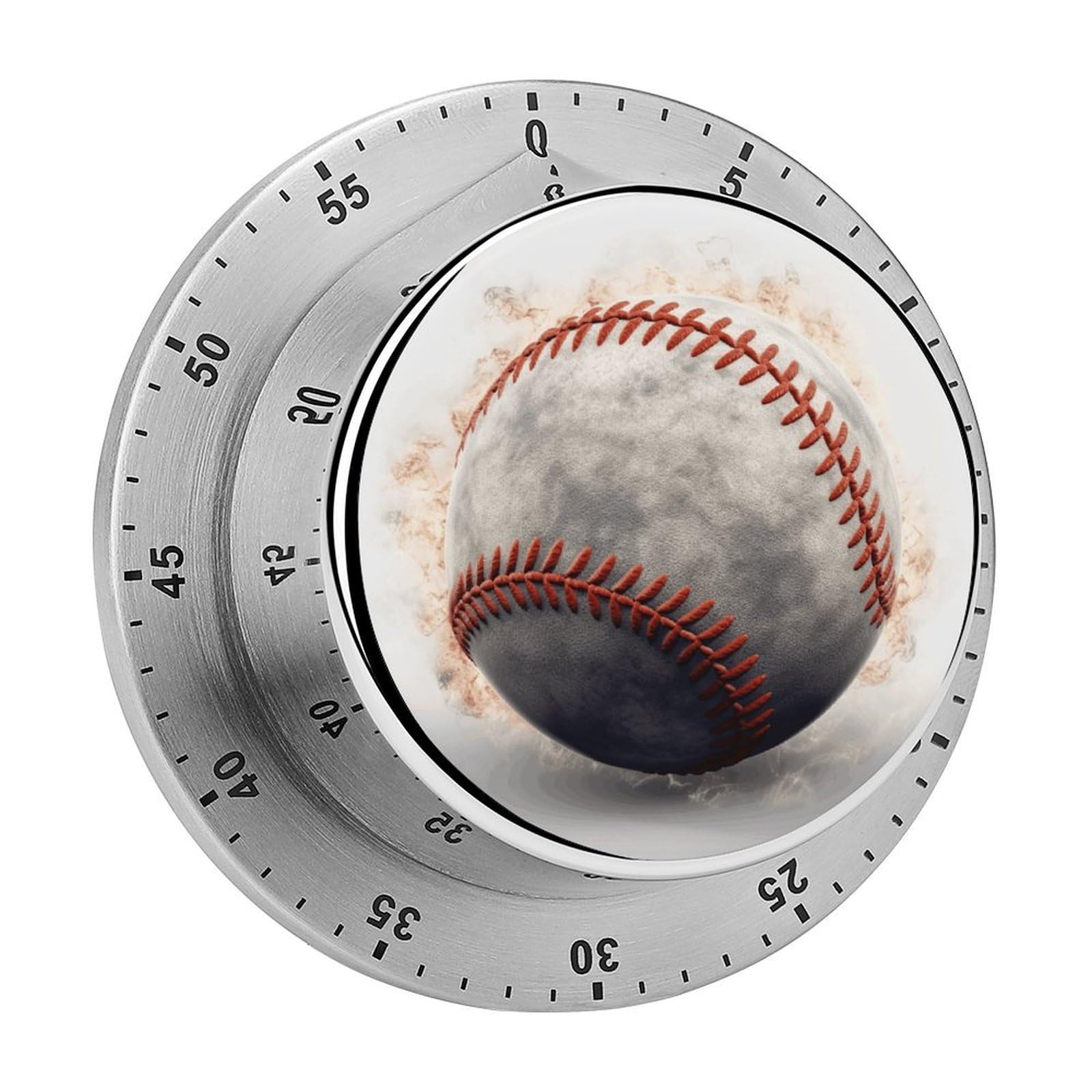 Baseball Timer Exquisite Stainless Steel Magnetic Timers Waterproof Durable Mechanical Countdown Countup for Loud Alarm for Baking Grilling Studying