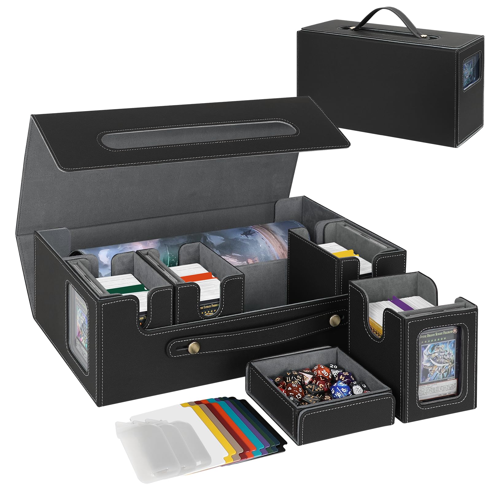 MTG Deck Box Commander 6-In-1 with Playmat Storage,TCG Multi Deck Box