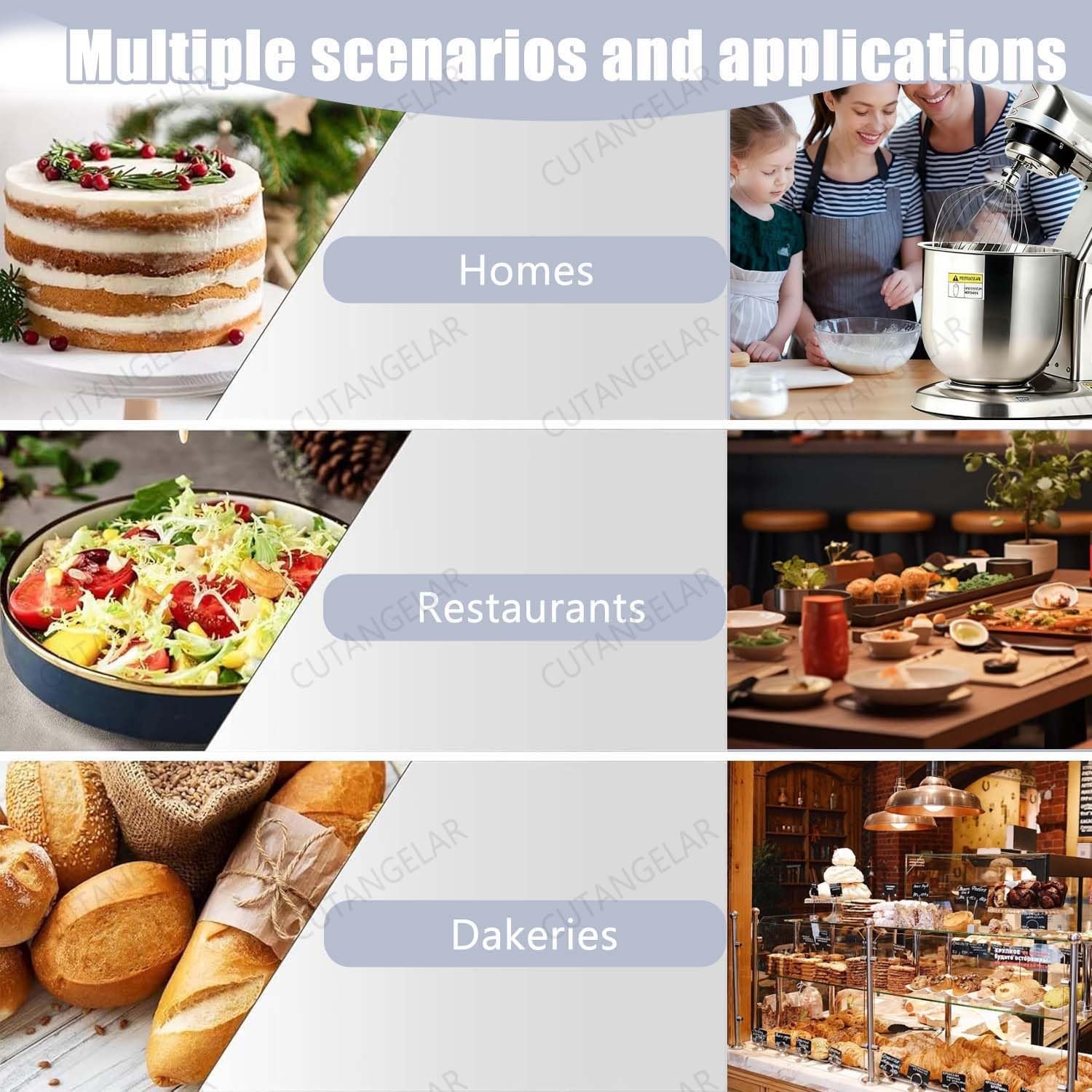 Impastatore Alimentare Professionale, Attrezzatura Cucina Grado Commerciale. Motore Alta Prestazione 500W Con Accessori Completo, Ideale Per Pizzerie E Stabilimenti Ristorazione.(5L/4.5qt)