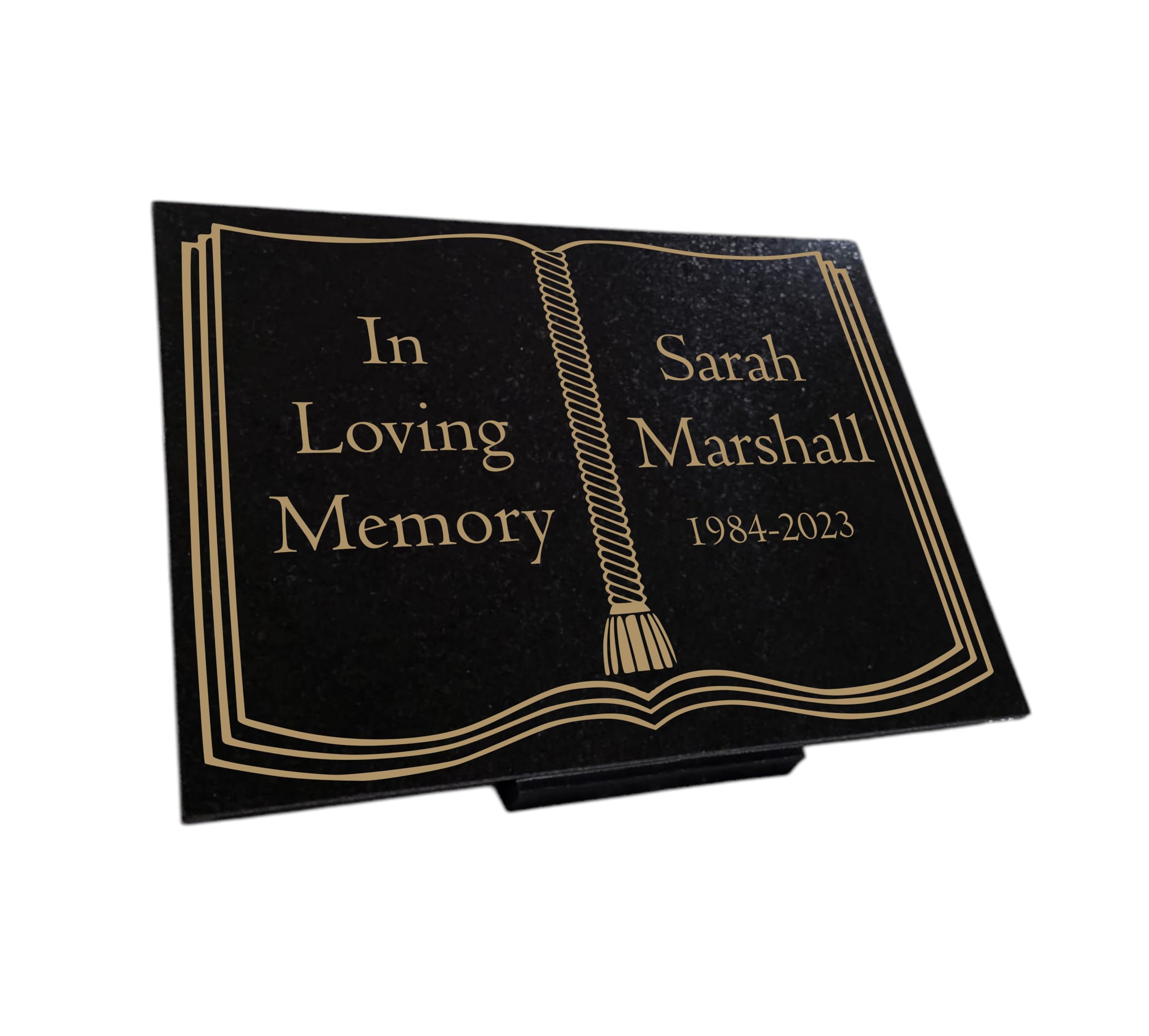 Personalised Granite Memorial Plaque, Book, Bible, Engraved, 29x21cm, Gold Lettering, Crematorium, Grave Marker, Garden Memorial