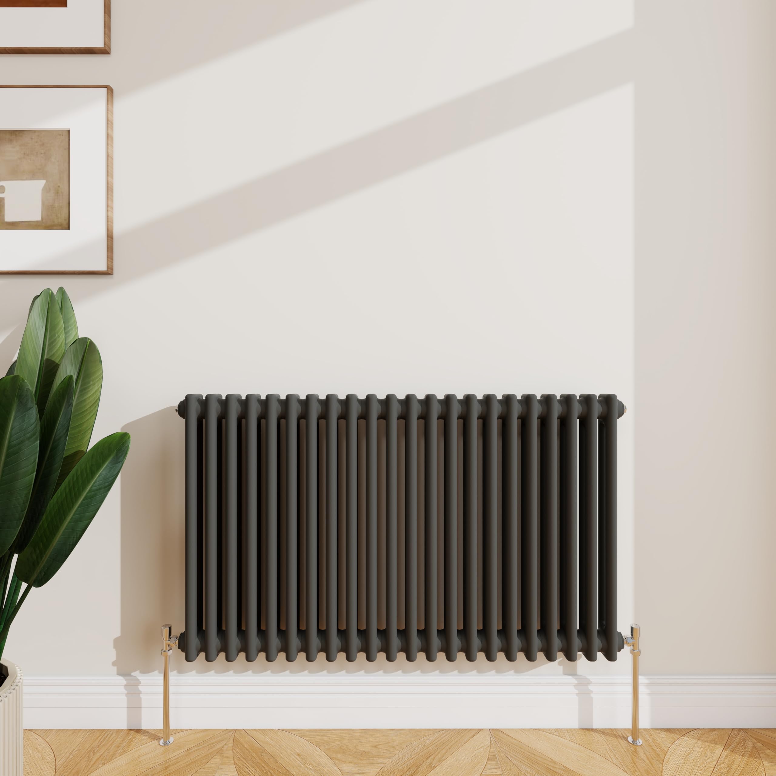 SLINE SANITARY 600x1010mm Cast Iron Style Traditional 2 Column Horizontal Anthracite Central Heating Radiator