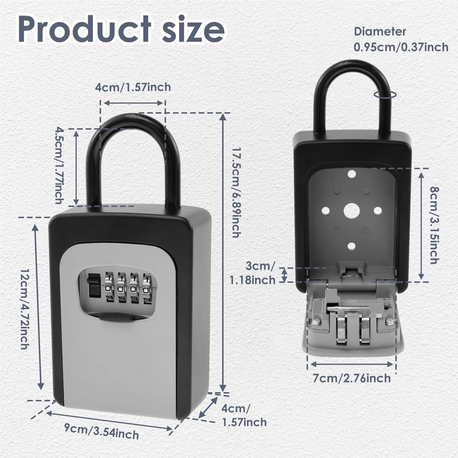 Naścienna skrzynka na klucze – 4-cyfrowy bezpieczny bezpieczny organizer na klucze uniwersalny uchwyt na klucze do domu i biura trwały czarny design