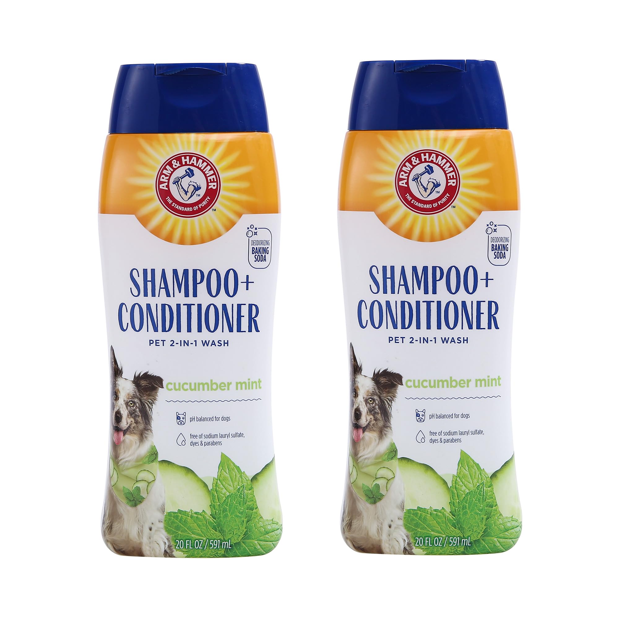 Arm & Hammer for Pets 2-in-1 Shampoo & Conditioner for Dogs | Dog Shampoo & Conditioner in One | Cucumber Mint, 20 Ounces - 2 Pack Dog Shampoo and Conditioner for All Dogs