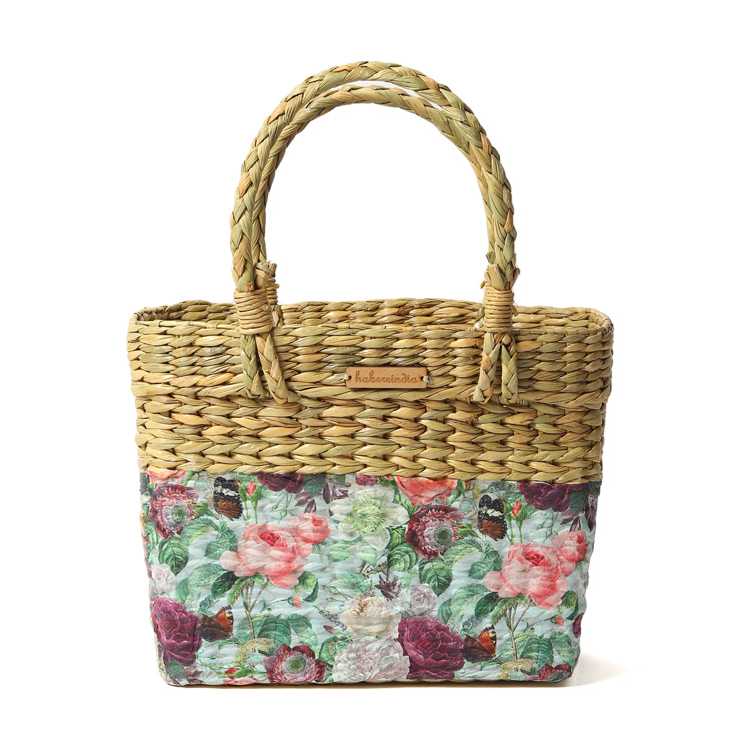 Habere India-All the Cultures Fabricating India Wicker Baskets | Lunch Basket | Picnic Baskets | Cane or Jute Basket | Basket for Gifting | Seagrass Rectangular Shopping Basket - Multi (Design 03) (B0C7P5QCR4) Amazon Price History, Amazon Price Tracker