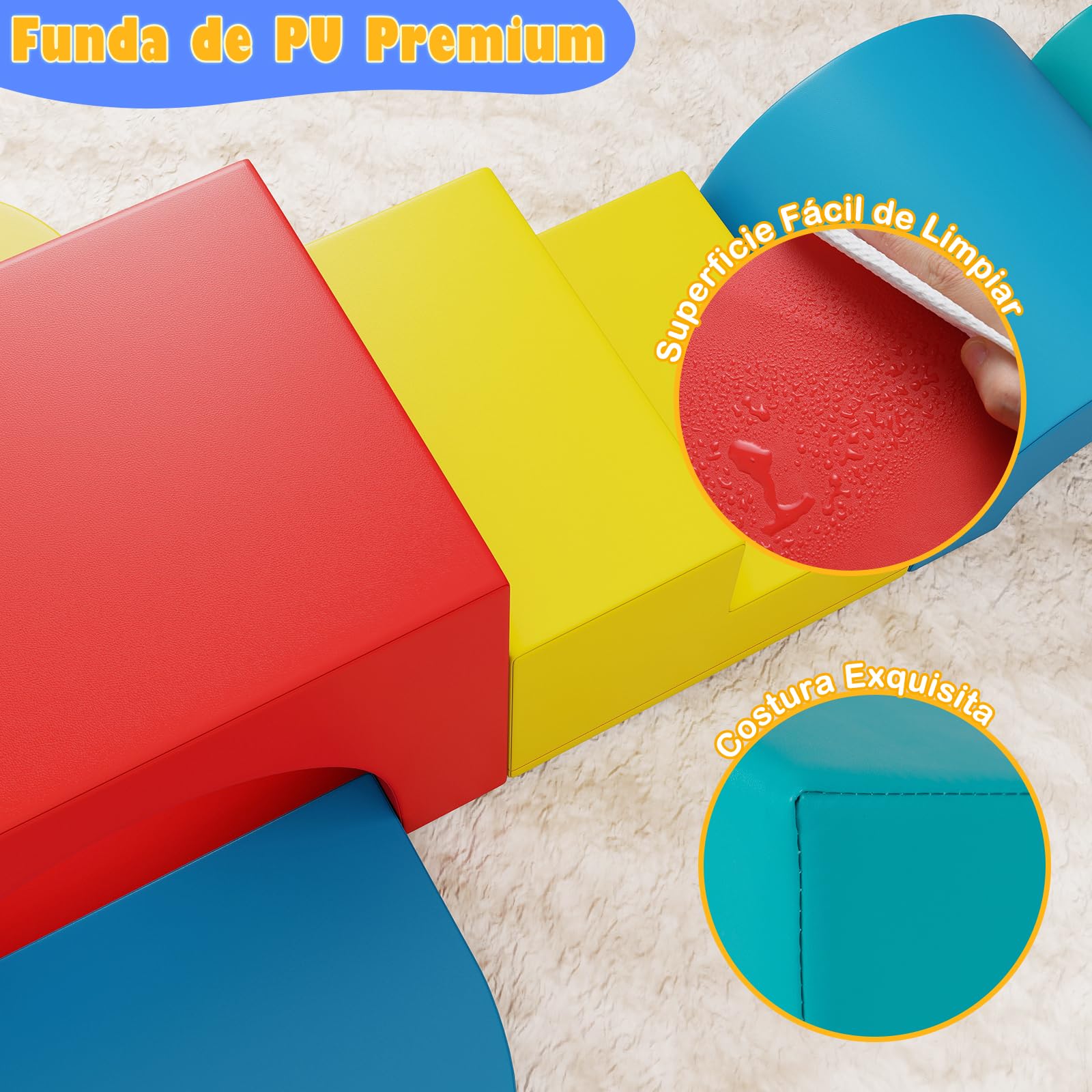 GOPLUS Bloques de Escalada de Espuma para Niños con Revestimiento de PU Extraíble, Juego de Juguetes de 8 Piezas para Bebés y Niños Pequeños para Habitación Infantil (Rojo)