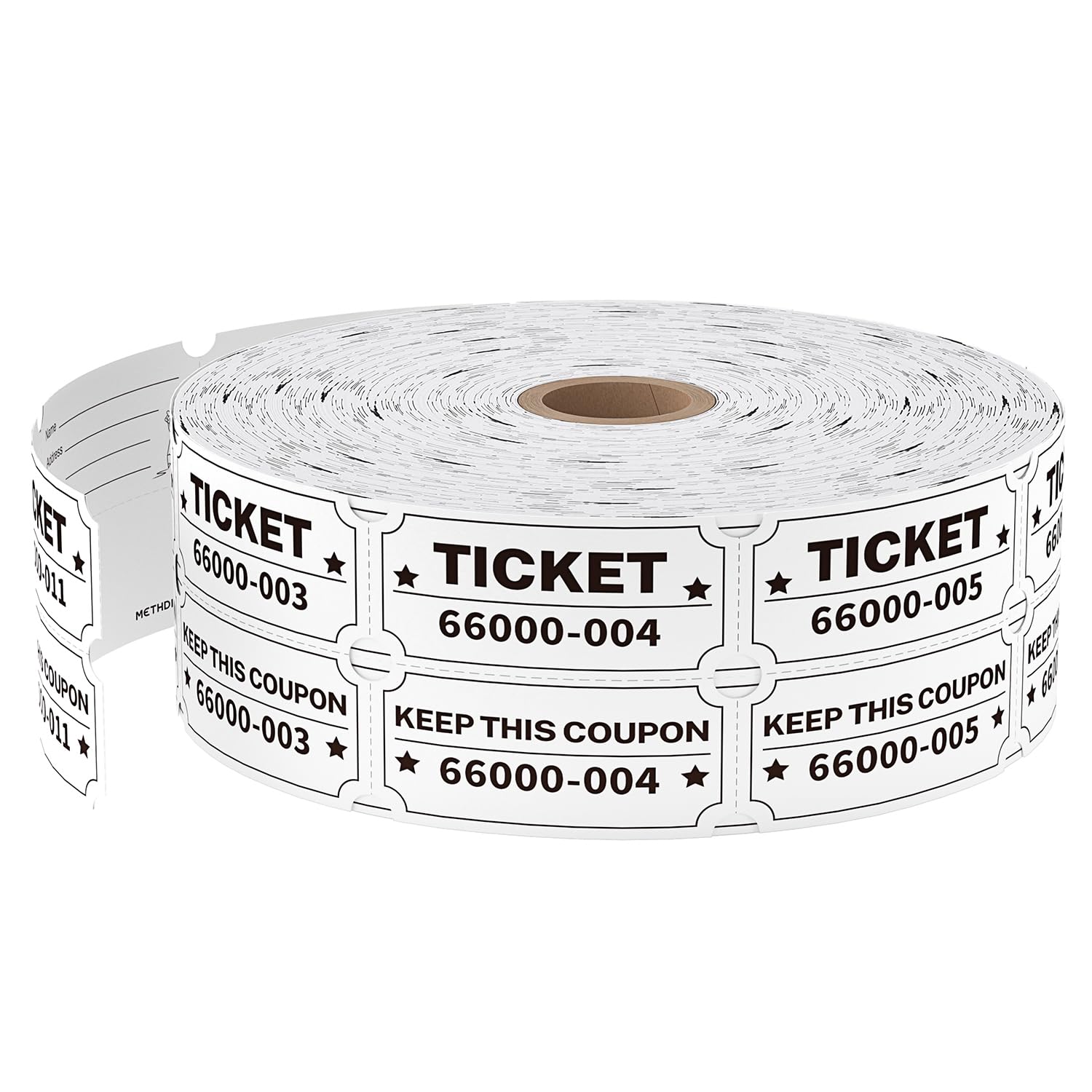 2000 Methdic White Raffle Tickets Double Roll, Ticket for Events, Entry, Class Reward, Fundraiser & Prizes