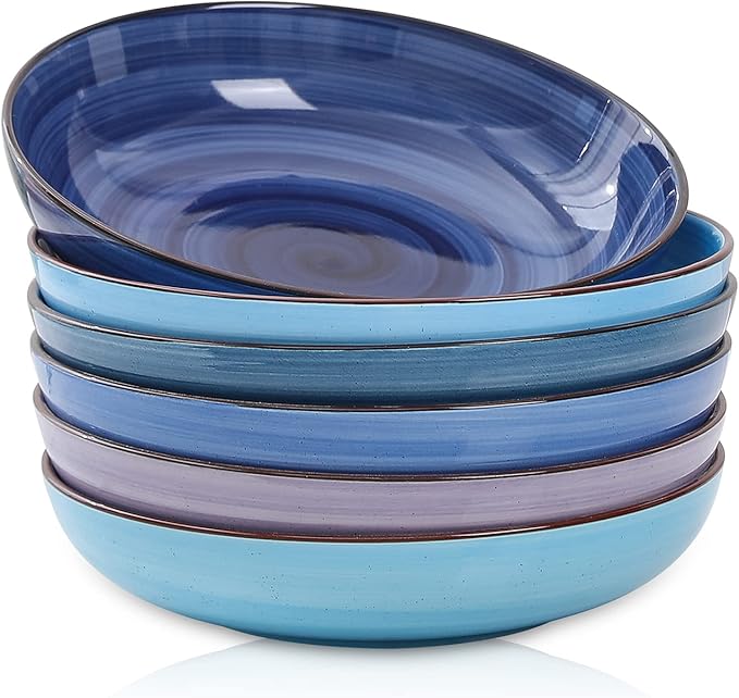 Pasta Bowls, Set of 6 (Gradient Blue)