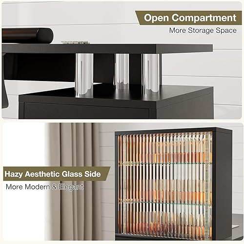 Miniatura 18 de Paddie Mesa de manicura, escritorio de maquillaje de uñas con parte superior de vidrio, estación de mesa para tecnología de uñas con ventilación