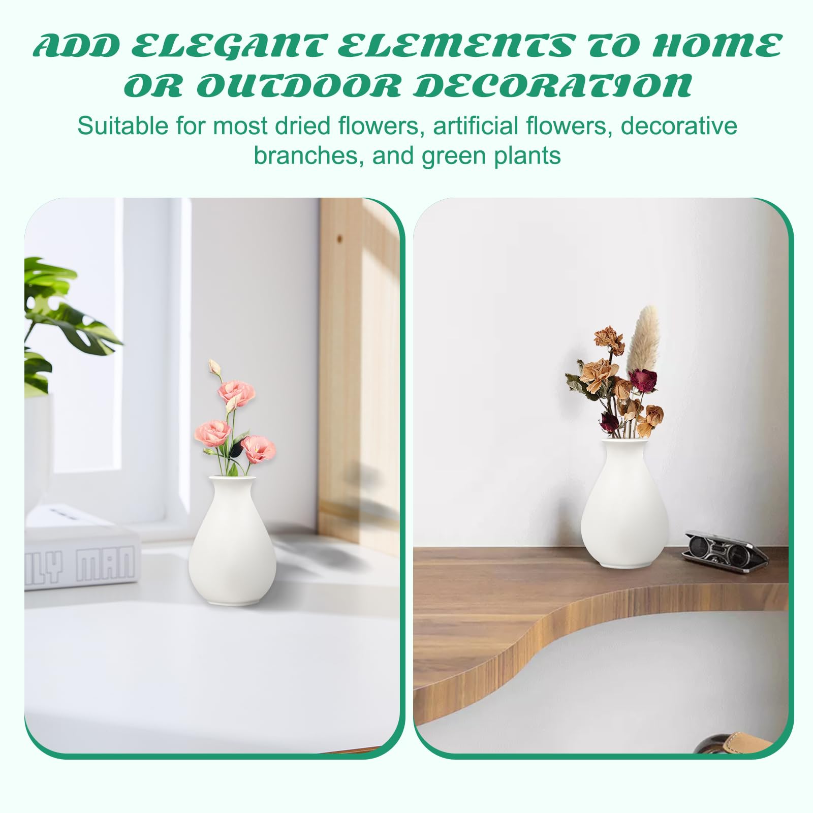 Paquete de 15 jarrones de cerámica blanca a granel, jarrones de flores pequeñas bohemias de alta calidad para centros de mesa para centros de mesa para pampas garss, flores secas, decoración de mesa