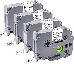 TZe-131 12mm 0.47 Laminated Clear Label Tape Compatible for Brother Label Maker Tape 12mm 0.47 Clear for Ptouch PTH110 PTD210 (1/2 inch x 26.2 ft), Black on Clear, 4 Packs