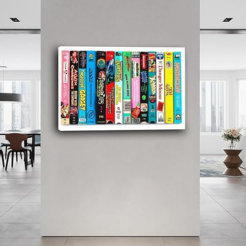 Miniatura 3 de 80s Cartoons VHS Print Retro Poster Art Canvas Painting Wall Art 18x12inch(45x30cm) Frame-style