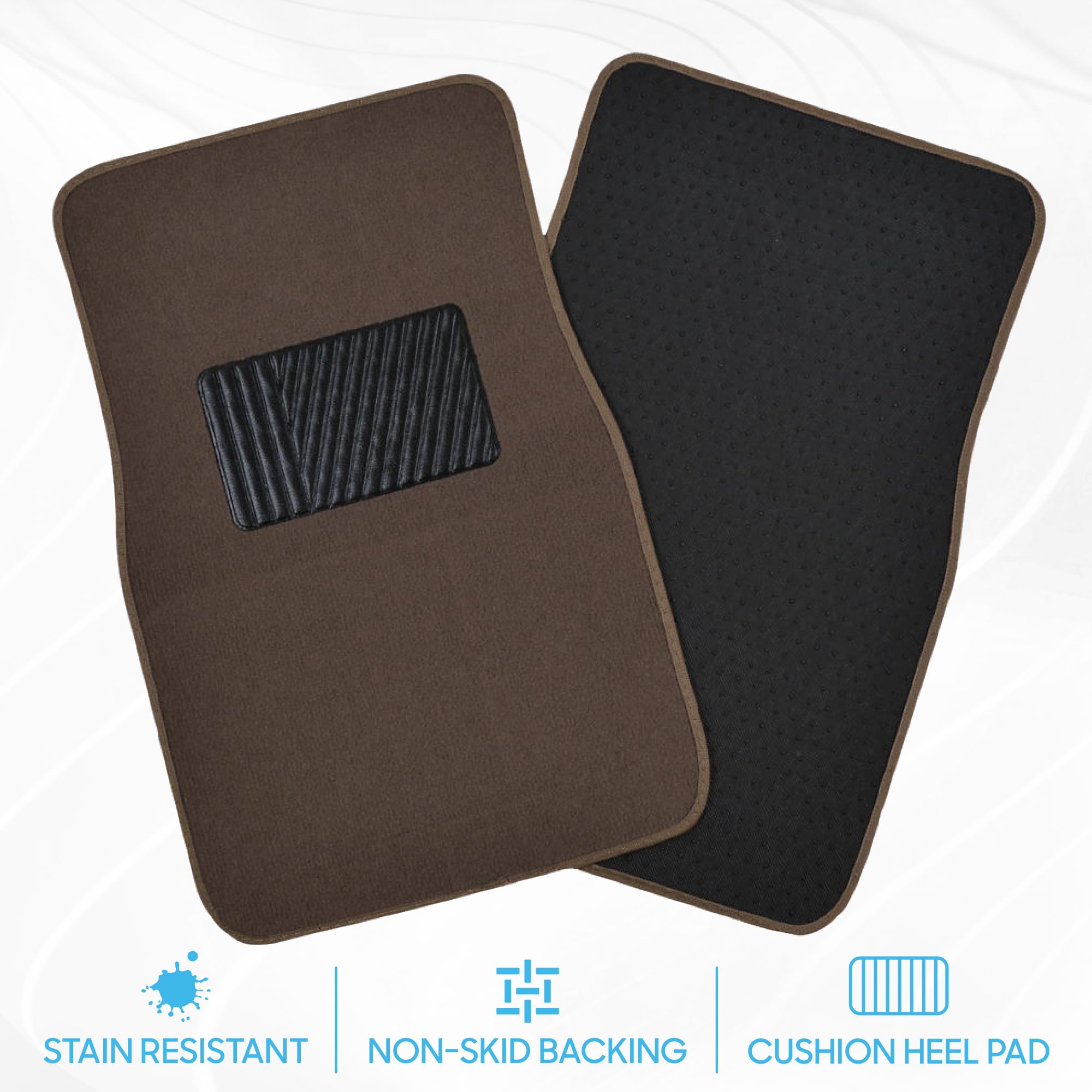 Car Floor Mats 4-Piece BDK Car Floor Mat Set – Extra Thick Carpet With Non-Slip Backing, Black/Beige Car Mats - Foto 10