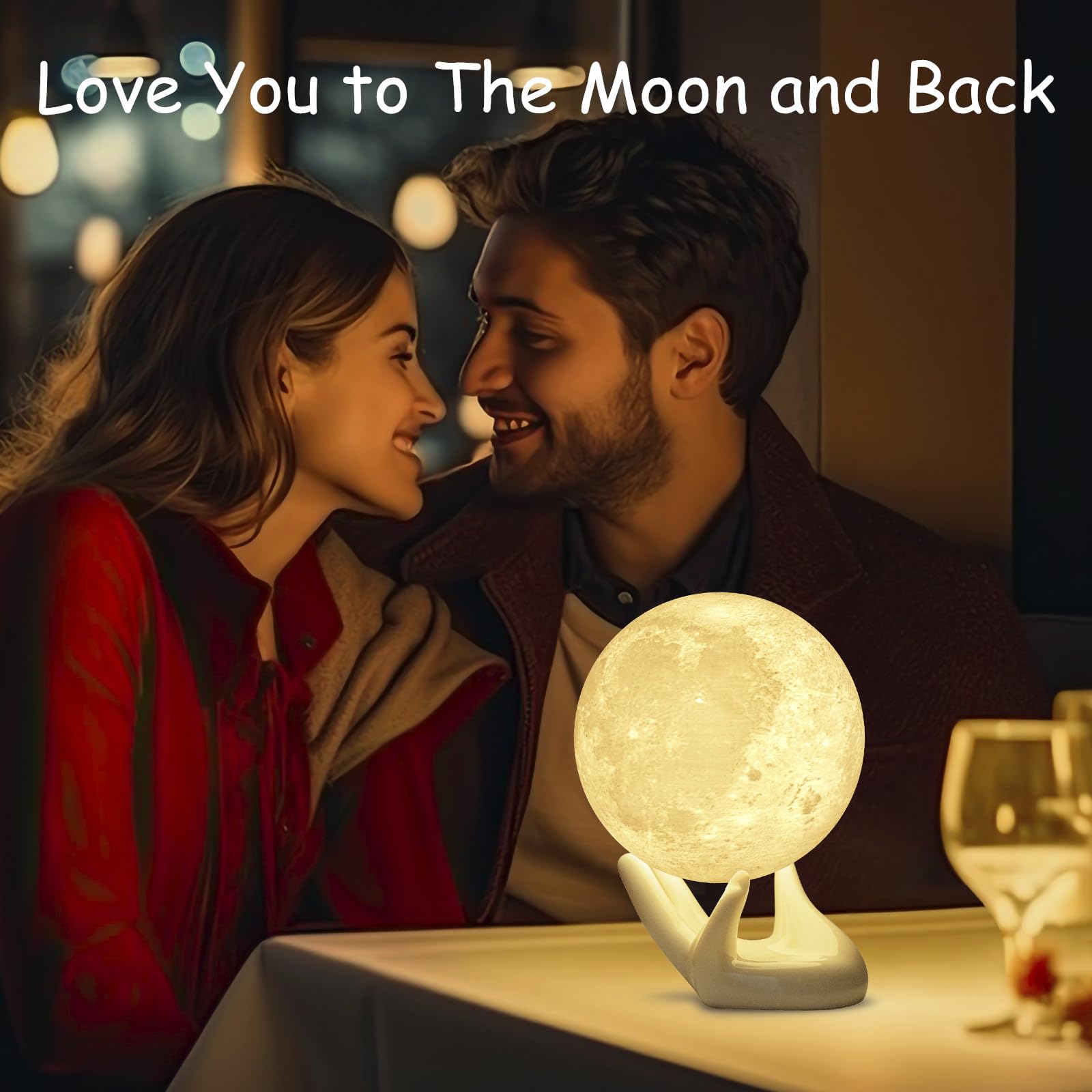 Lámpara de luna, 3.5 pulgadas, impresión 3D, lámpara lunar de luz nocturna con soporte de mano blanco para niños, mujeres, niñas, niños, regalo de cumpleaños, carga USB, control táctil, 4