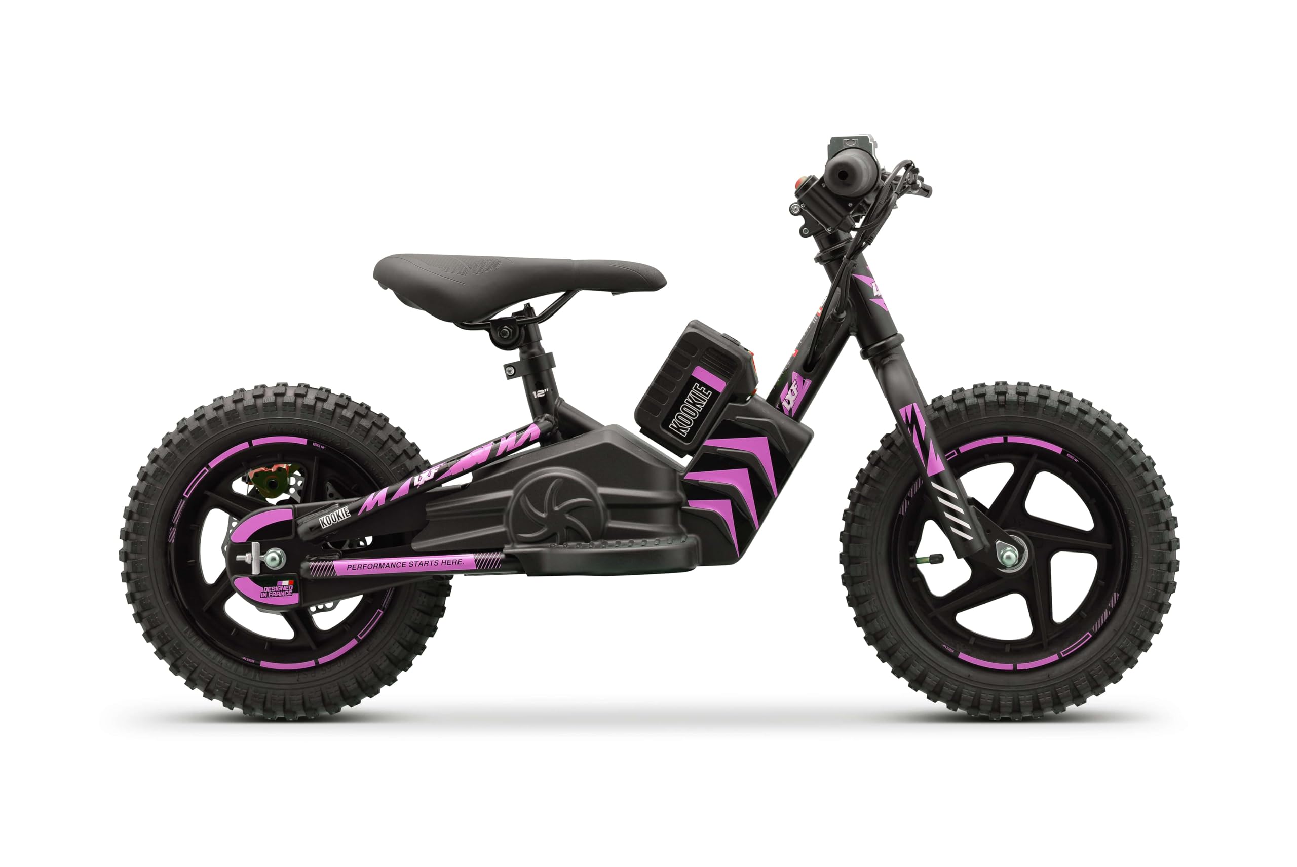 LXF Draisienne électrique Enfant Kookie 12" Black Edition, 250w, Batterie Lithium-ION 21V, Selle réglable, Frein à Disque arrière