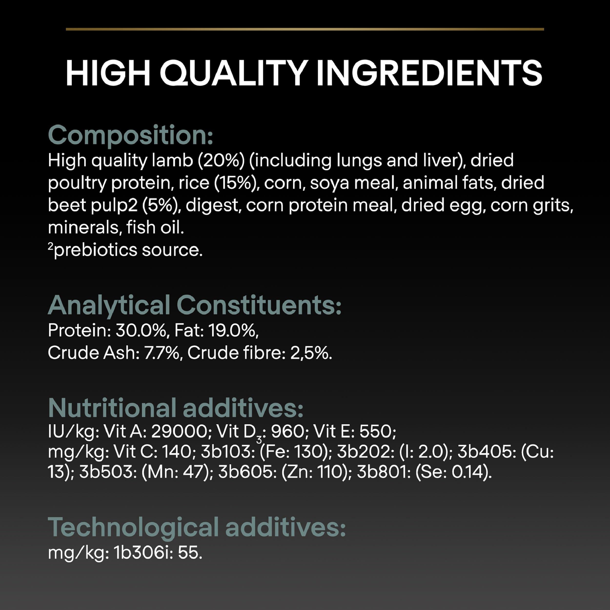 Pro Plan Purina Comida Seco para Cachorro Mediano con Digestión Sensible con Optidigest, Sabor Cordero - 3 Kg (Paquete de 2)
