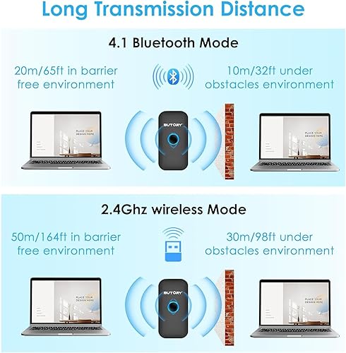 Miniatura 4 de Butory Escáner de código de barras Bluetooth inalámbrico Escáner de código de barras inalámbrico 1D Escáner de mano Lector UPC Escáner de pistola