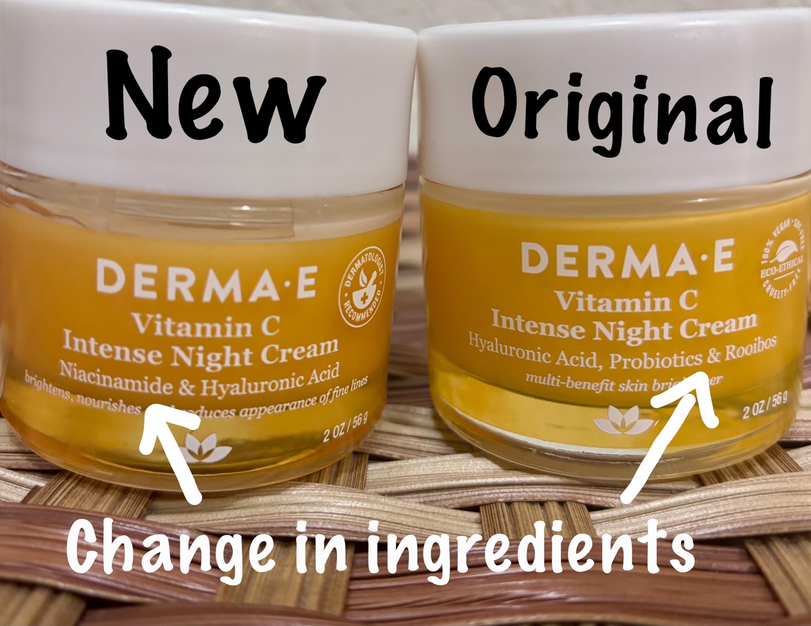 Derma E DERMA-E Vitamin C Intense Night Cream, 2 Oz, Brightening and Hydrating Facial Skin Renewing Cream, Anti-Aging Overnight Face Moisturizer for Skincare and Youthful Radiance