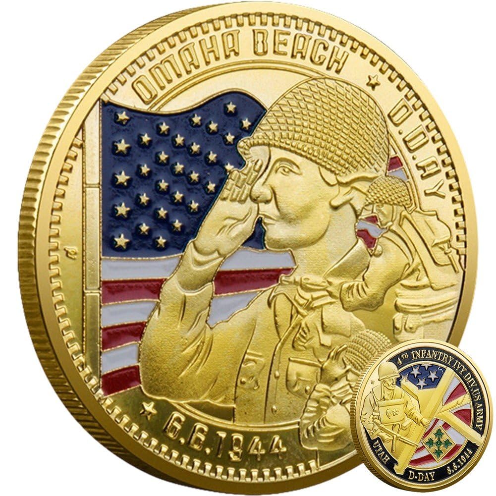 Pièce Souvenir du Débarquement, Pièce Commémorative De Seconde Guerre Mondiale, Pièce De Défi Militaire pour Célébration De l'anniversaire du Débarquement en Normandie