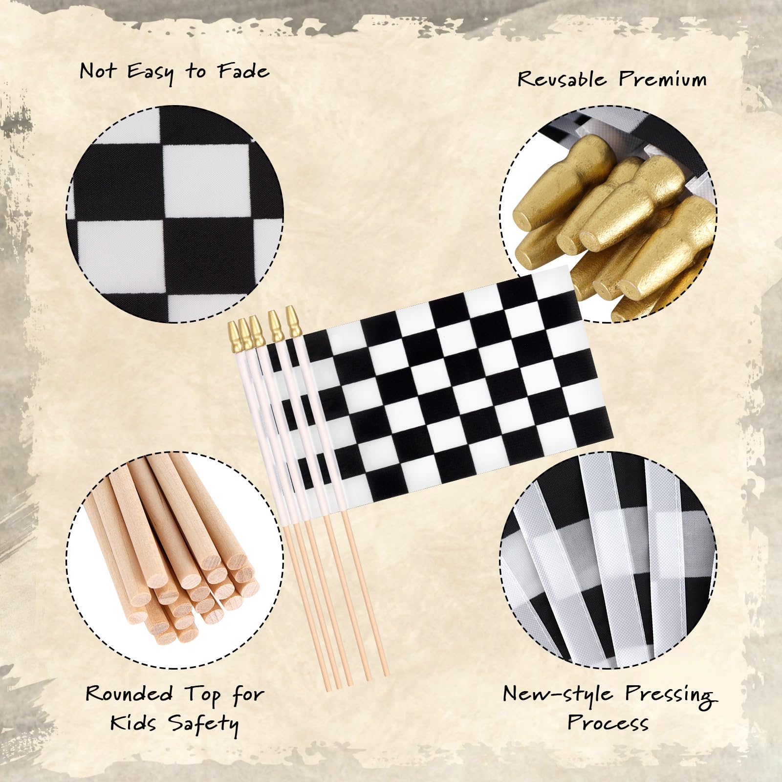 Mini Toy Racing Flags Snapklik.com : 20 Pcs Checkered Black And White Racing Car Flags, Small ...
