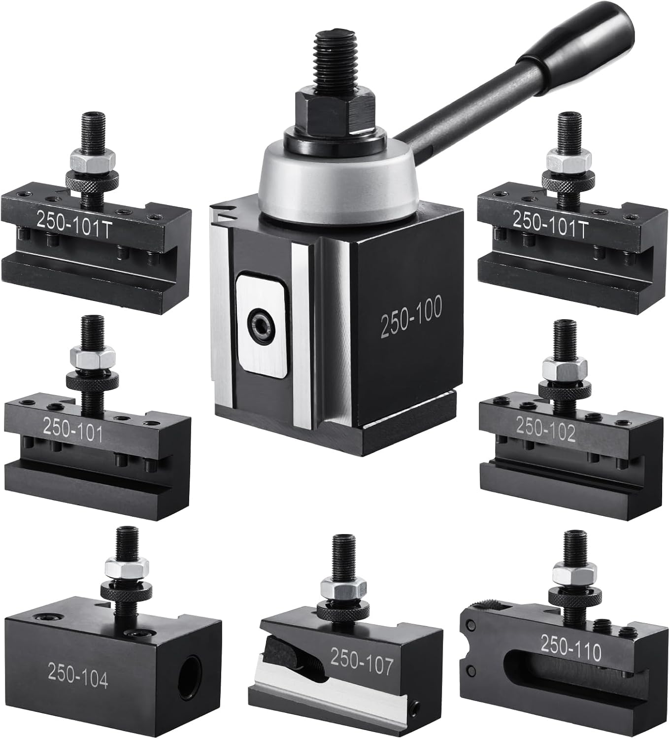 VEVOR Quick Change Tool Post Set, 8 Pcs, Includes Lathe Tool Holders, Tool Post with Turning Tool Holder Accessories, Fit for Mini Lathe & Metal Lathe 6"-12" Swing, Durable Steel Material