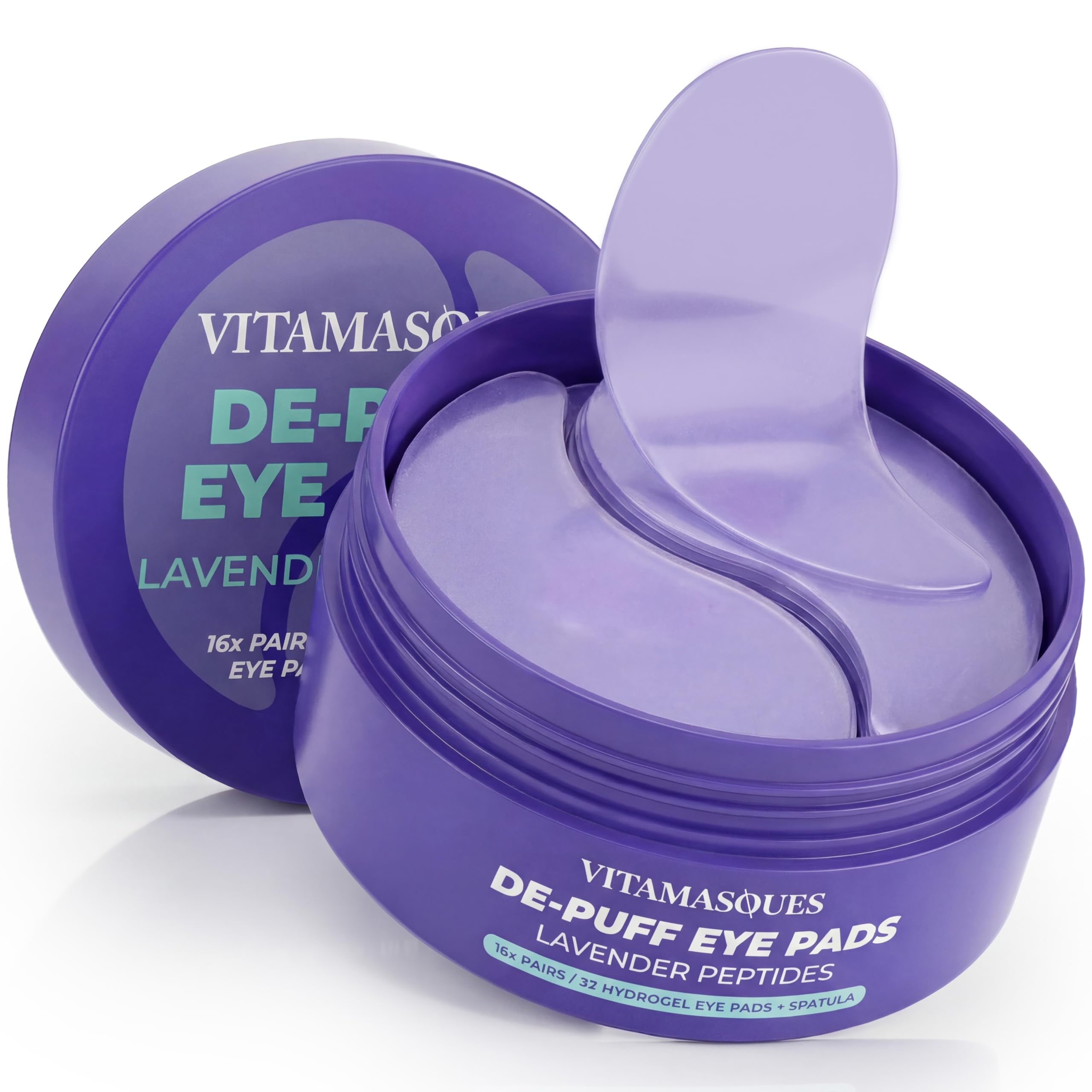 Vitamasques Lavender Hydrogel Augenpads für geschwollene Augen & Augenringe - Erfrischung in 15 Minuten - Formuliert in Korea - 16 Paar / 32 HydroGel Augenpads