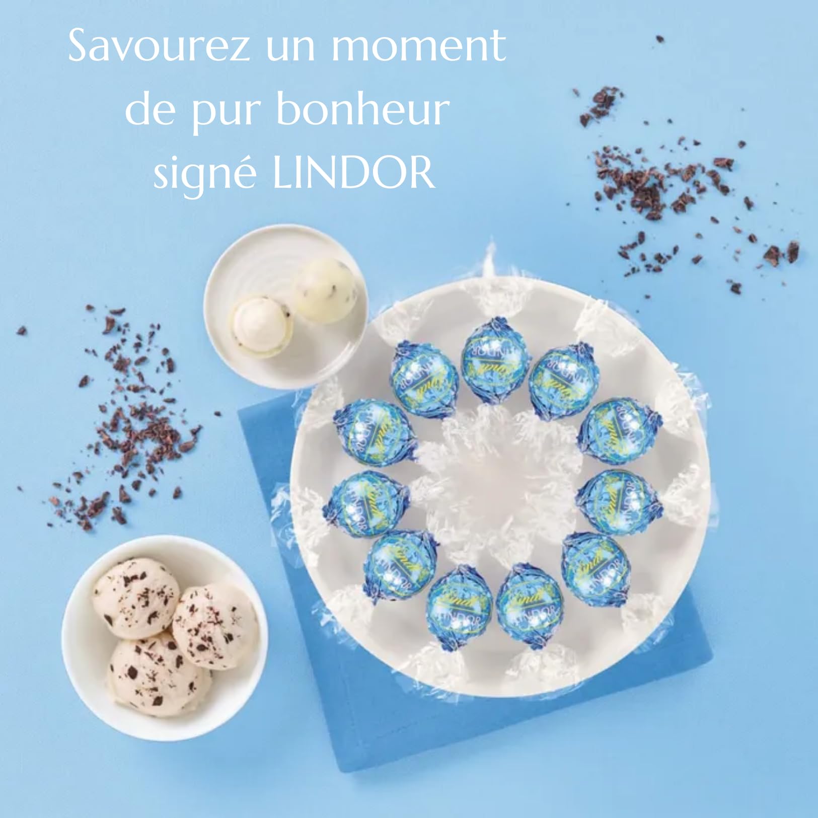 LINDT - 100 bouchées LINDOR Chocolat Blanc Stracciatella - Boîte 1,25 kg